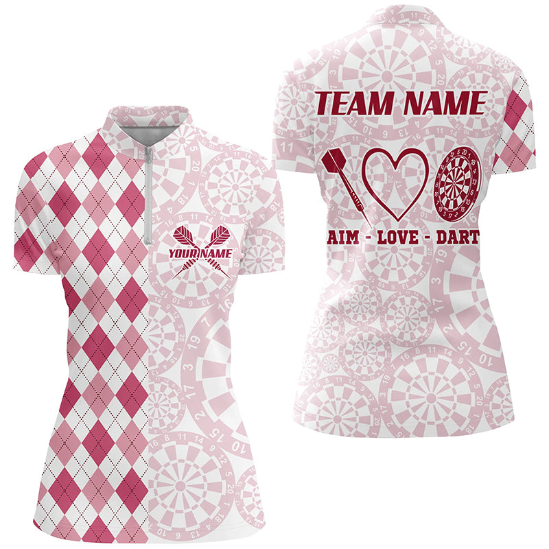 Aim Love Darts Custom Pink Argyle Men Darts and 1/4, Funny Darts Darts Team