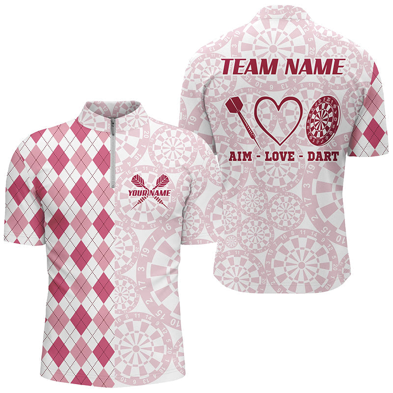 Aim Love Darts Custom Pink Argyle Men Darts and 1/4, Funny Darts Darts Team