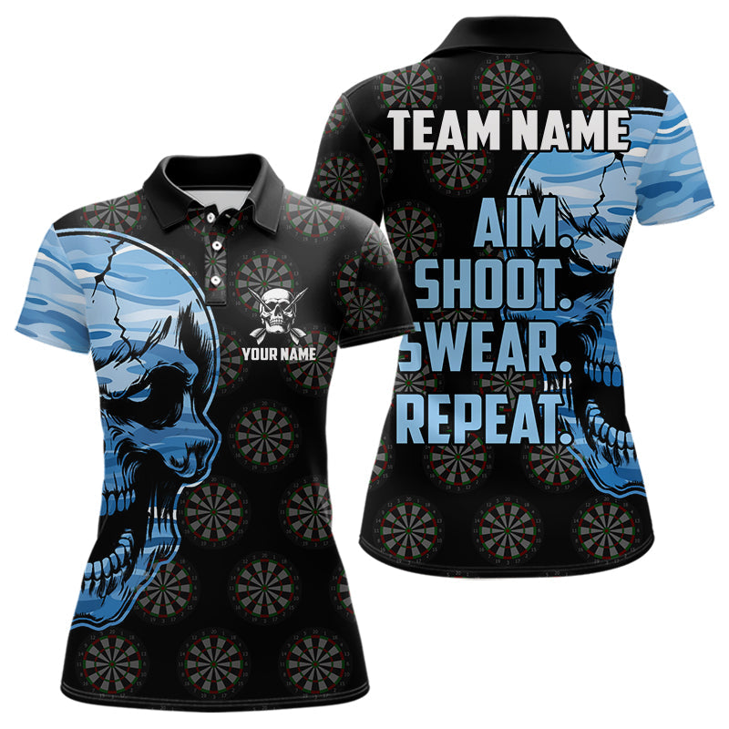 Funny Blue Camo Darts Skull Aim Shoot Swear Repeat Custom Dart Darts Team