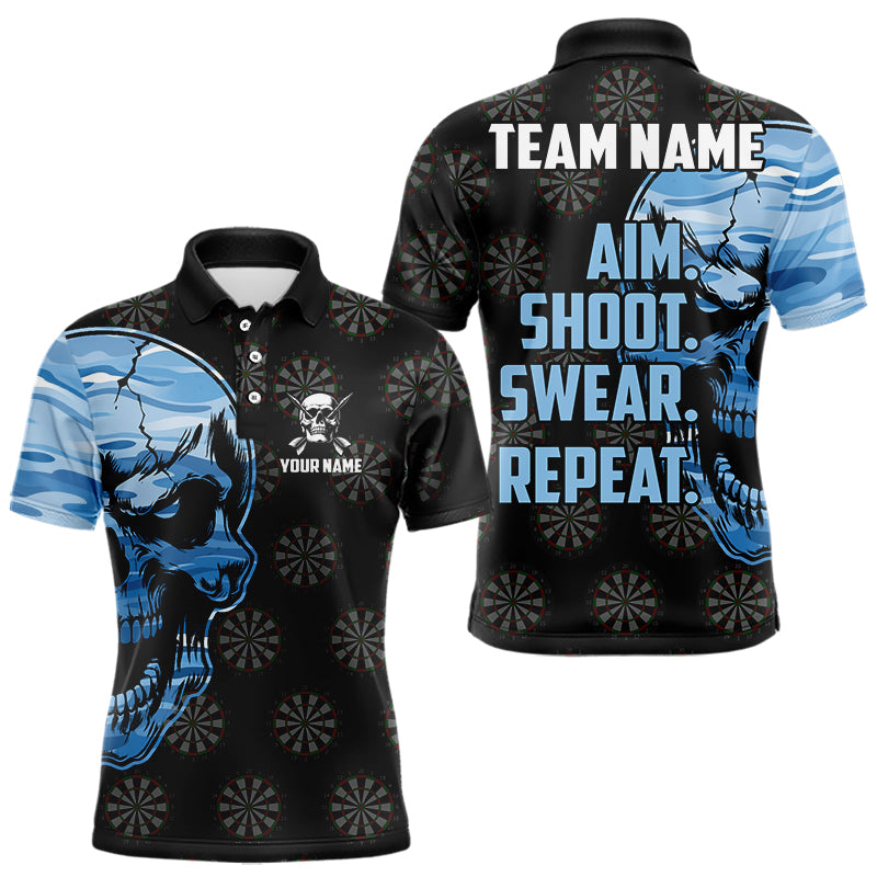 Funny Blue Camo Darts Skull Aim Shoot Swear Repeat Custom Dart Darts Team