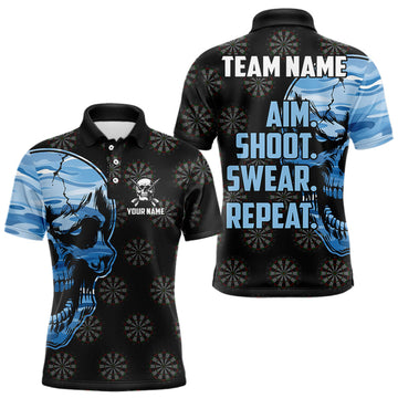 Funny Blue Camo Darts Skull Aim Shoot Swear Repeat Custom Dart Darts Team