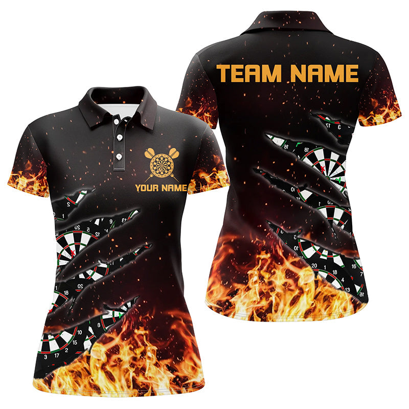 Personalized Dart Board Fire Flame Men Darts Quarter-Zip Custom Darts Player