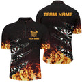 Personalized Dart Board Fire Flame Men Darts Quarter-Zip Custom Darts Player
