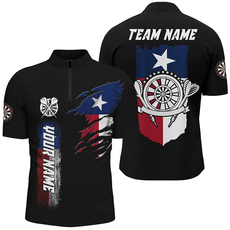 Personalized Retro Texas Flag Darts Men Quarter-Zip Custom Patriotic Darts