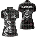 Personalized Wings And Skull Custom Black Argyle Men Darts, Funny Dart Uniform