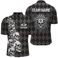 Personalized Wings And Skull Custom Black Argyle Men Darts, Funny Dart Uniform