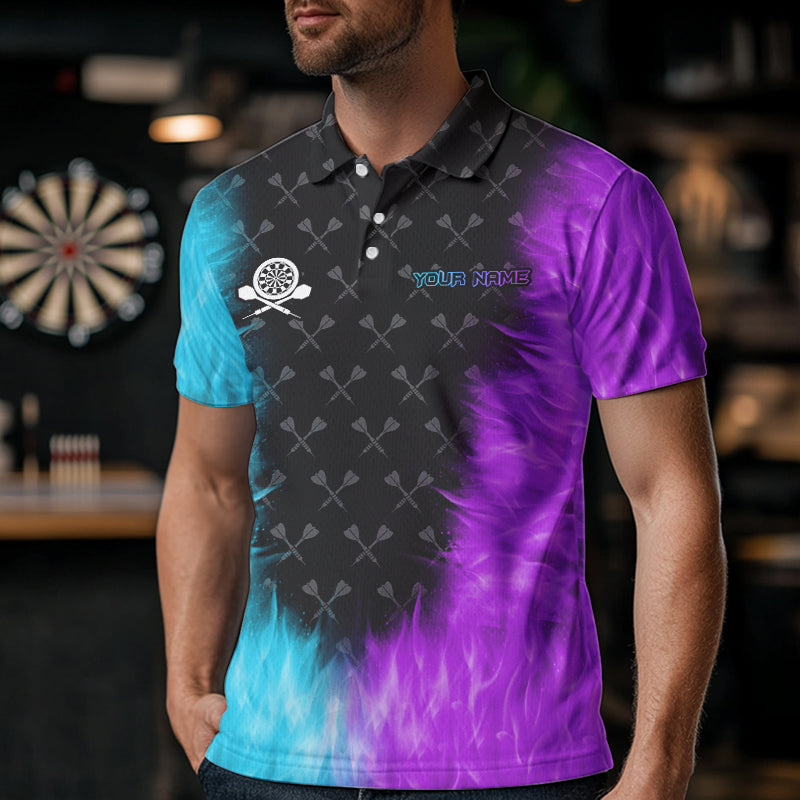 Personalized Blue And Purple Dartboard Fire Flame 3D Printed Men Darts Custom Darts
