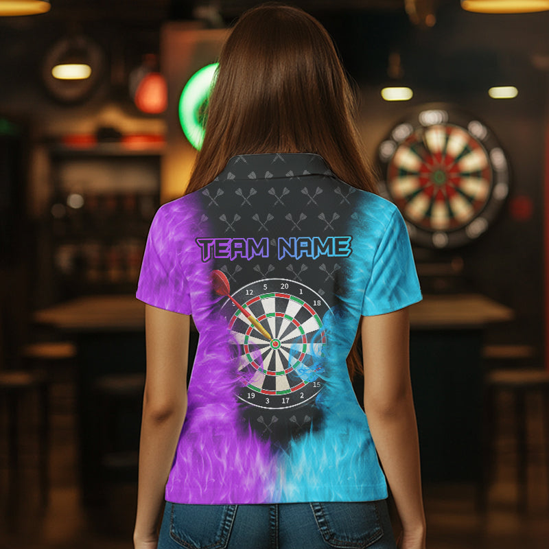 Personalized Blue And Purple Dartboard Fire Flame 3D Printed Men Darts Custom Darts