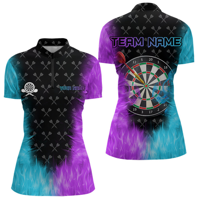 Personalized Blue And Purple Dartboard Fire Flame 3D Printed Men Darts Custom Darts