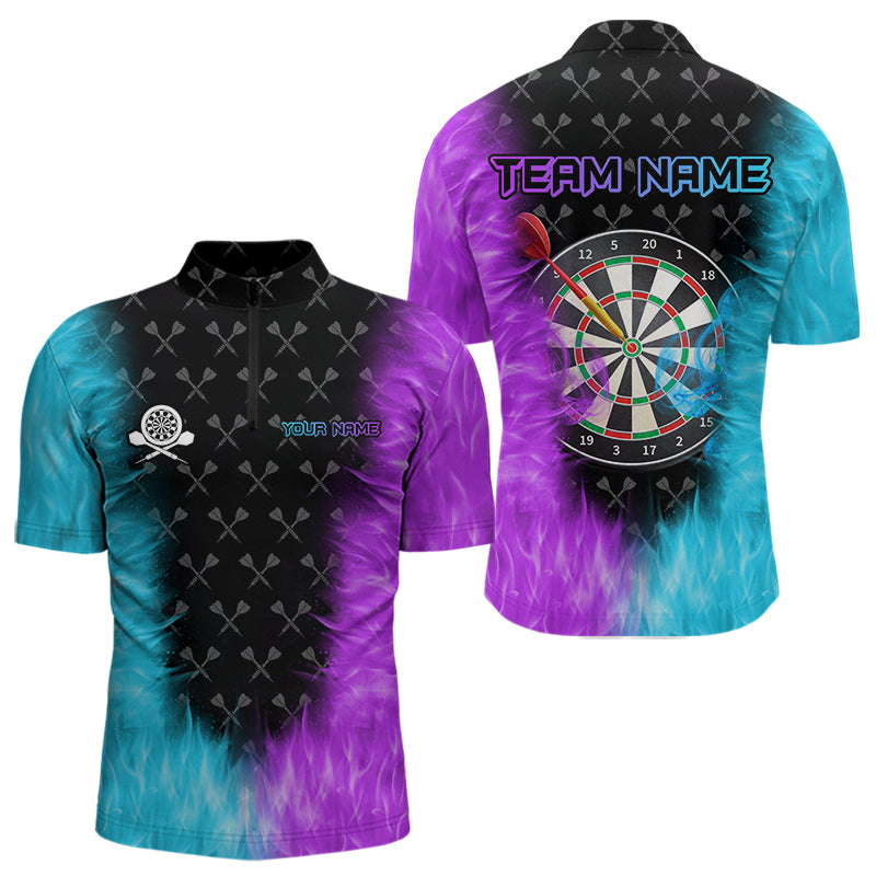 Personalized Blue And Purple Dartboard Fire Flame 3D Printed Men Darts Custom Darts