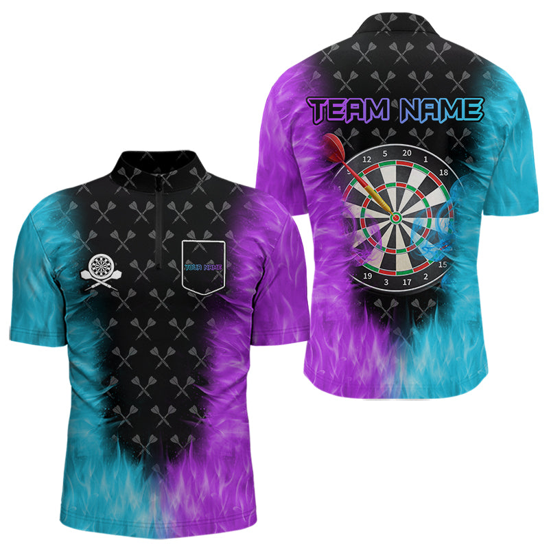 Personalized Blue And Purple Dartboard Fire Flame 3D Printed Men Darts Custom Darts