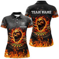 3D Fire Skull Flame Dartboard Short Sleeves and Quarter-Zip Custom Darts