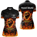 3D Fire Skull Flame Dartboard Short Sleeves and Quarter-Zip Custom Darts