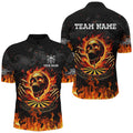 3D Fire Skull Flame Dartboard Short Sleeves and Quarter-Zip Custom Darts