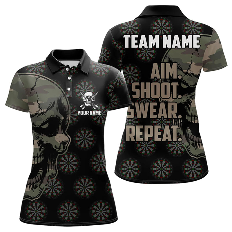 Funny Camo Darts Skull Aim Shoot Swear Repeat Custom Dart, Vintage Dart Team