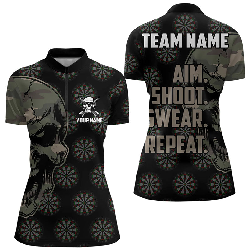 Funny Camo Darts Skull Aim Shoot Swear Repeat Custom Dart, Vintage Dart Team