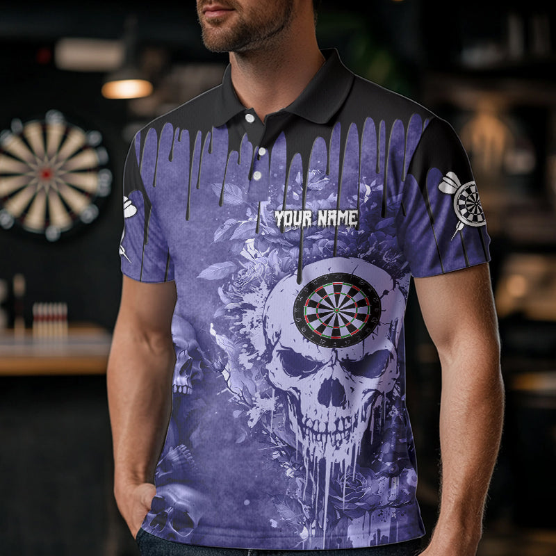 Custom Purple Gothic Skull Darts, Personalized Cool Darts Team Outfit