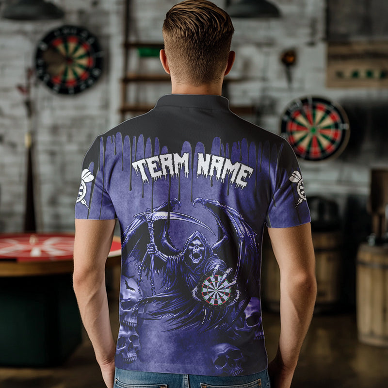 Custom Purple Gothic Skull Darts, Personalized Cool Darts Team Outfit