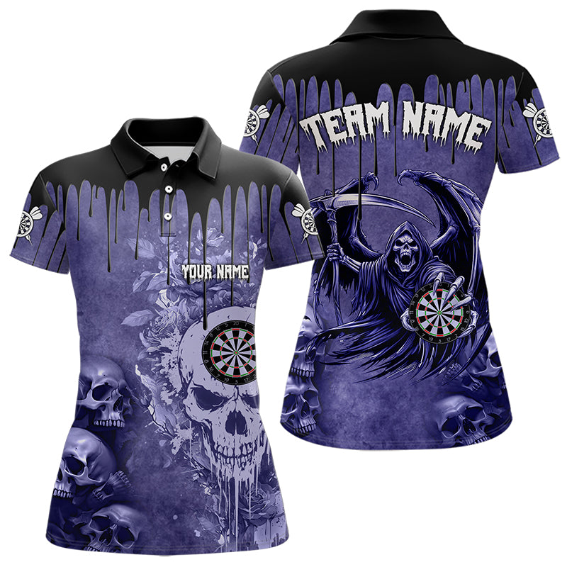 Custom Purple Gothic Skull Darts, Personalized Cool Darts Team Outfit