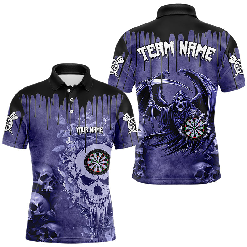 Custom Purple Gothic Skull Darts, Personalized Cool Darts Team Outfit