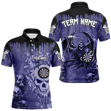 Custom Purple Gothic Skull Darts, Personalized Cool Darts Team Outfit