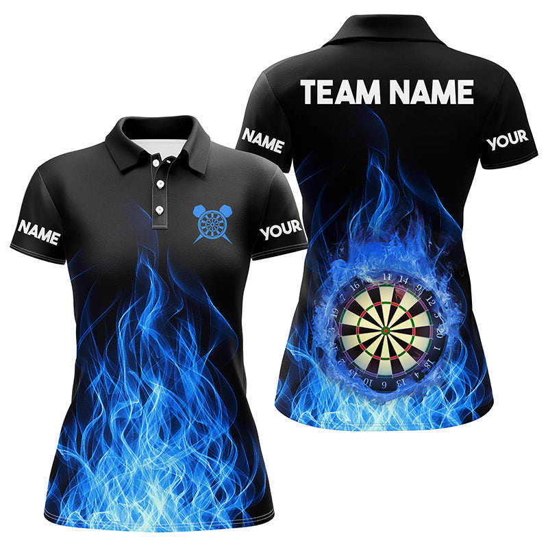 Blue Fire Flame 3D Dartboard Men Darts Quarter-Zip Best Custom Darts Team