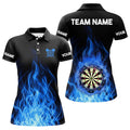 Blue Fire Flame 3D Dartboard Men Darts Quarter-Zip Best Custom Darts Team