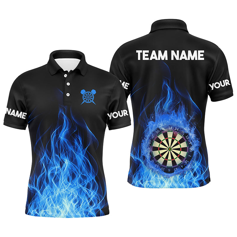 Blue Fire Flame 3D Dartboard Men Darts Quarter-Zip Best Custom Darts Team