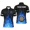 Blue Fire Flame 3D Dartboard Men Darts Quarter-Zip Best Custom Darts Team