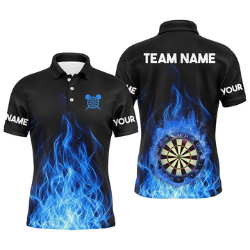 Blue Fire Flame 3D Dartboard Men Darts Quarter-Zip Best Custom Darts Team