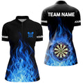 Blue Fire Flame 3D Dartboard Men Darts Quarter-Zip Best Custom Darts Team