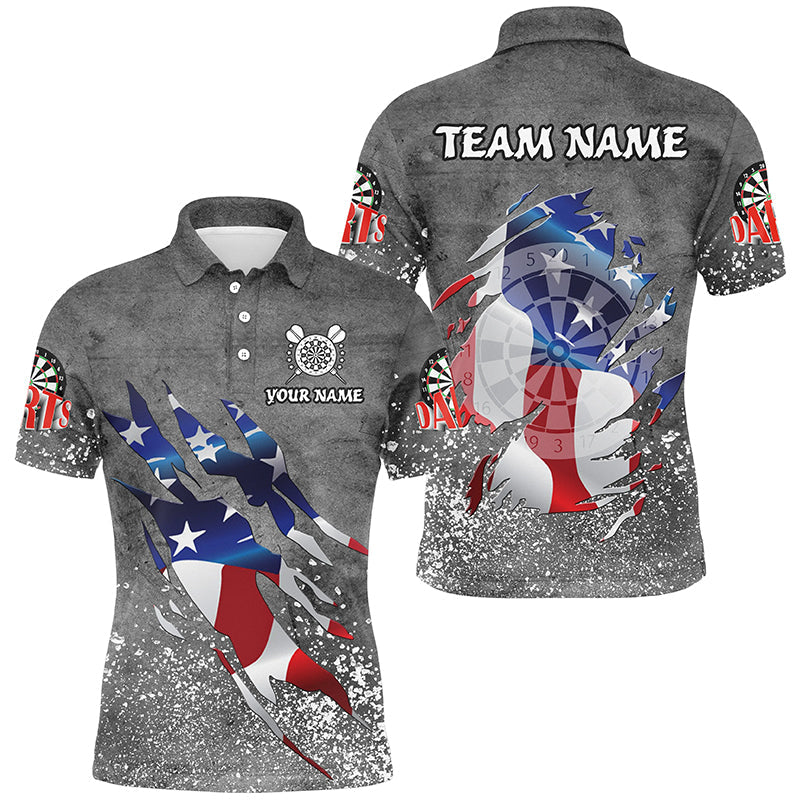 Personalized Grey Grunge American Flag Darts Custom Patriotic Darts Team