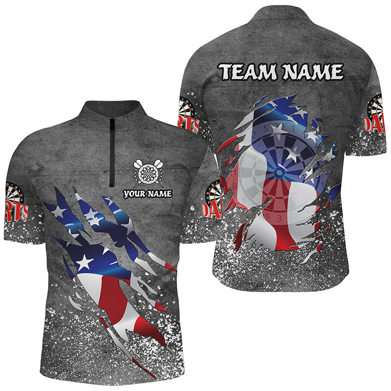 Personalized Grey Grunge American Flag Darts Custom Patriotic Darts Team
