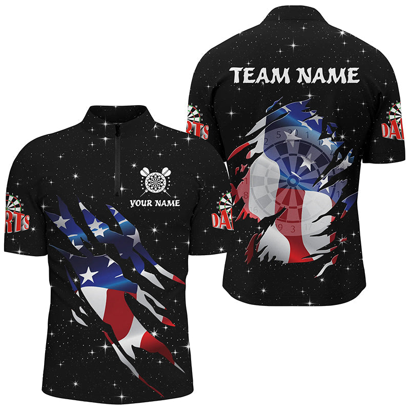 Personalized Galaxy American Flag Darts Custom Patriotic Darts Team |Black