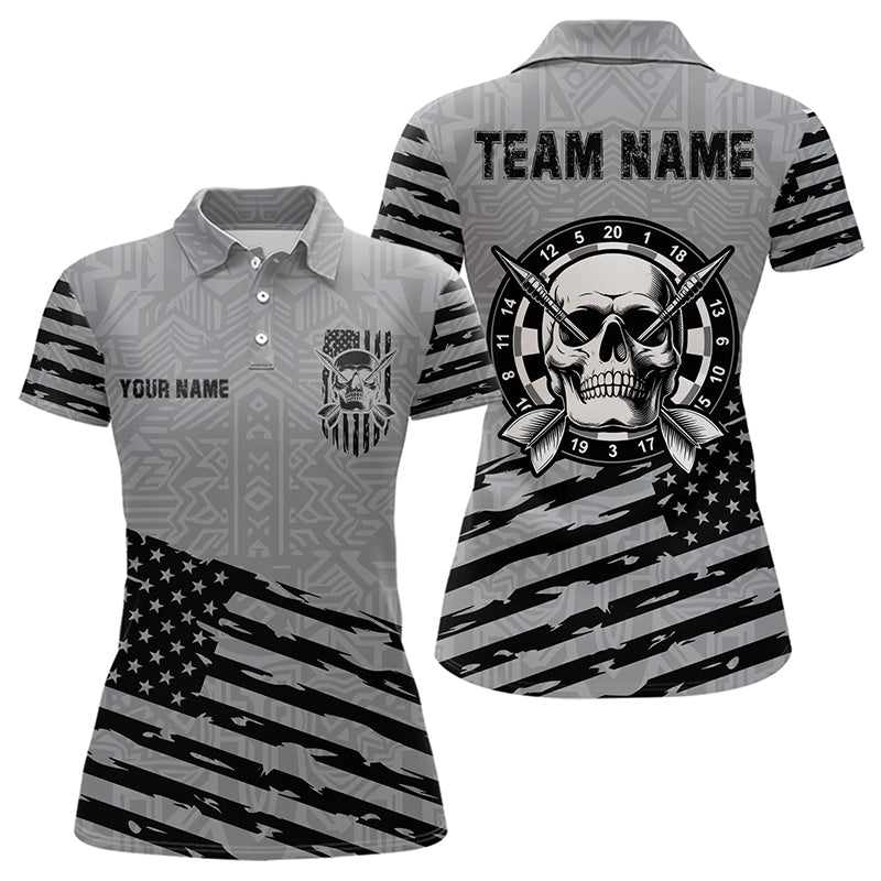 Personalized Grey US Flag Skull Dart Custom Patriotic Cool Dart Team