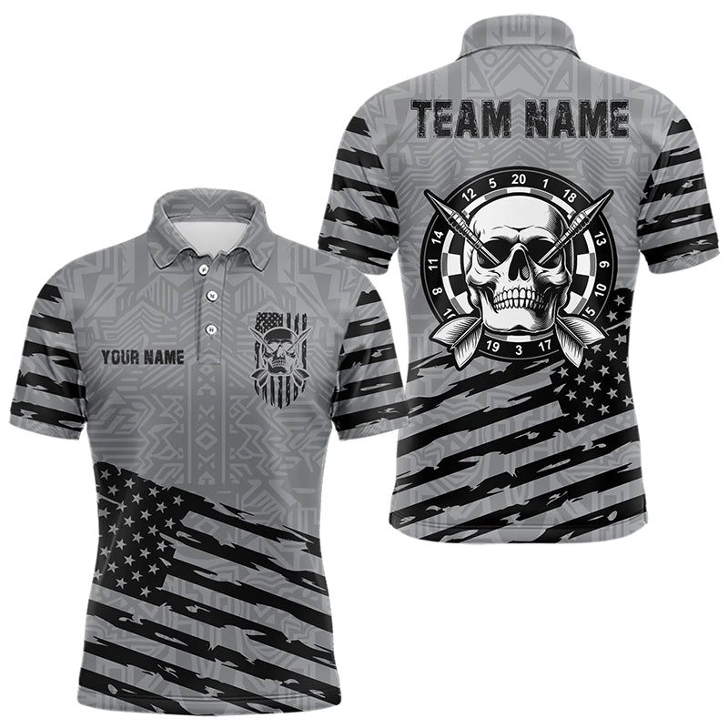 Personalized Grey US Flag Skull Dart Custom Patriotic Cool Dart Team