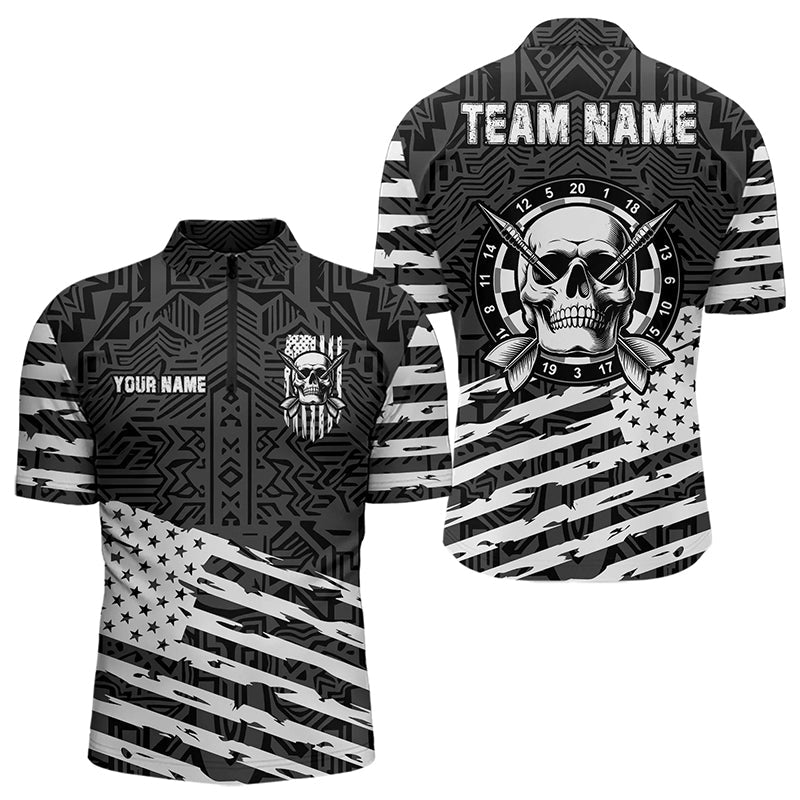 Personalized Black White US Flag Skull Dart Custom Patriotic Cool Dart Team