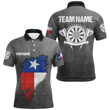 Retro Grunge Texas Darts Men Quarter-Zip Custom Patriotic Texas Flag Darts