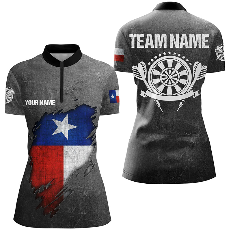 Retro Grunge Texas Darts Men Quarter-Zip Custom Patriotic Texas Flag Darts