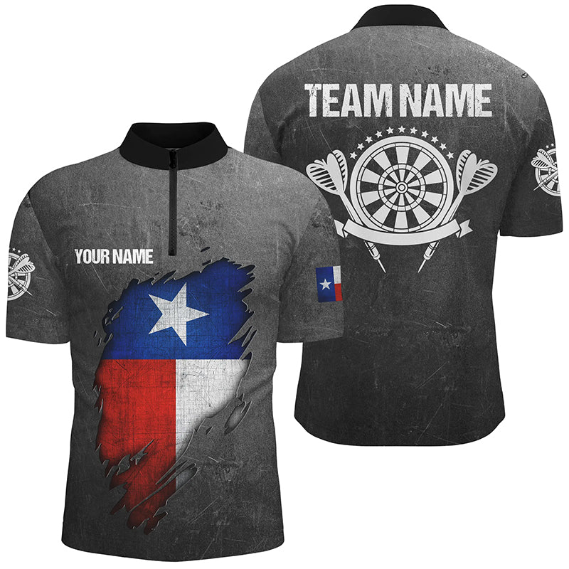 Retro Grunge Texas Darts Men Quarter-Zip Custom Patriotic Texas Flag Darts