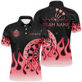 Red Dartboard Fire Flame Men Darts and Quarter-Zip Custom Team Darts Gifts