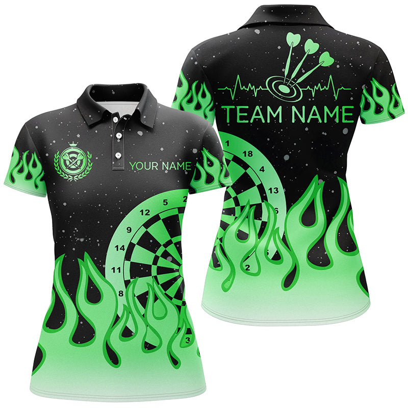 Green Dartboard Fire Flame Men Darts and Quarter-Zip Custom Team Darts Gifts