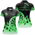 Green Dartboard Fire Flame Men Darts and Quarter-Zip Custom Team Darts Gifts