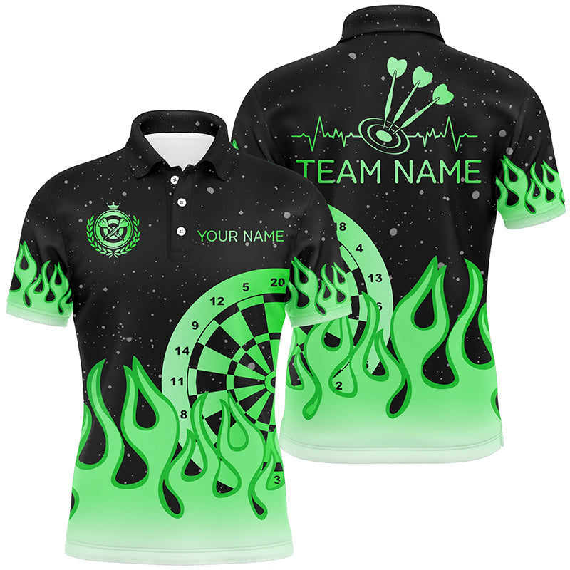 Green Dartboard Fire Flame Men Darts and Quarter-Zip Custom Team Darts Gifts