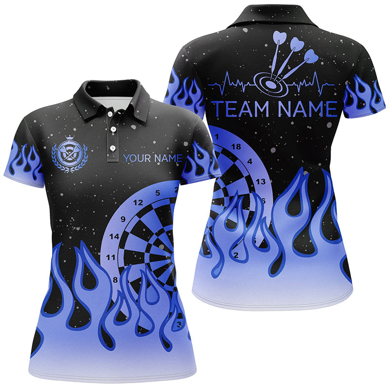 Blue Dartboard Fire Flame Men Darts and Quarter-Zip Custom Team Darts Gifts