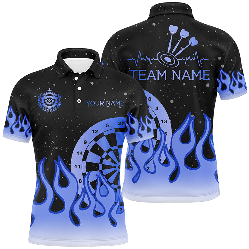 Blue Dartboard Fire Flame Men Darts and Quarter-Zip Custom Team Darts Gifts