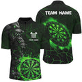 Green Dart Board Fire Flame Custom Wolf Dart, Darts League Team Uniform