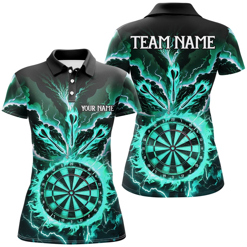Personalized Lightning Smoke Fire Flame Turquoise Darts, Darts League Team