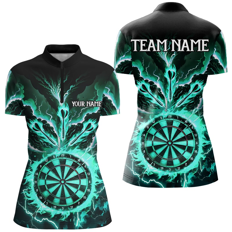 Personalized Lightning Smoke Fire Flame Turquoise Darts, Darts League Team