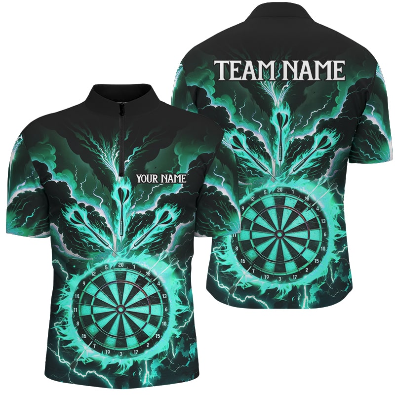 Personalized Lightning Smoke Fire Flame Turquoise Darts, Darts League Team